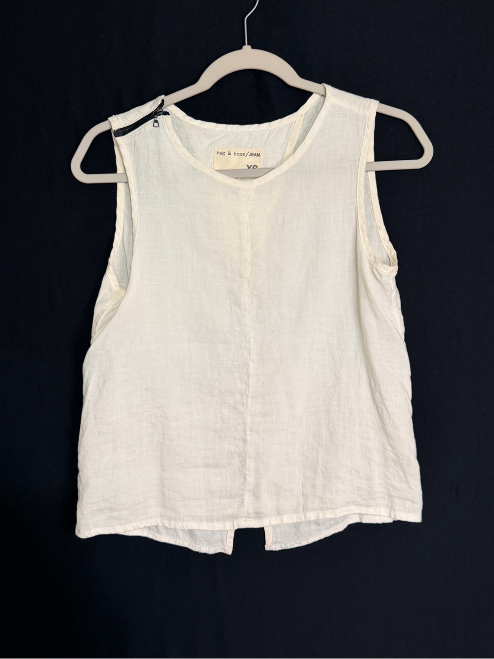 rag & bone Ivory Linen Sleeveless open back Tank Top Lightweight Breathable L